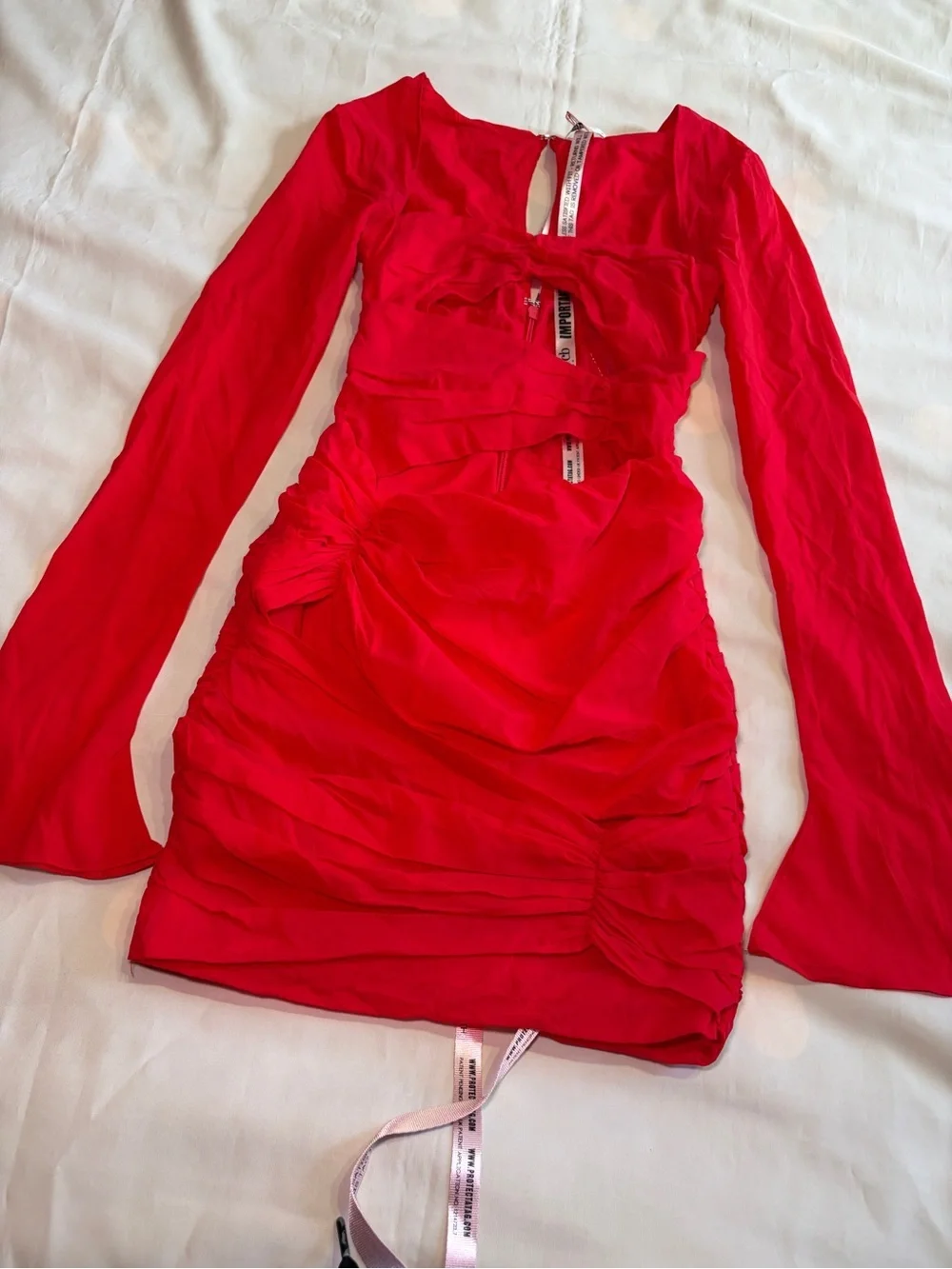 NEW! House of CB- CAMILLE Scarlet Real Silk Cutout Mini Dress Red Size Small